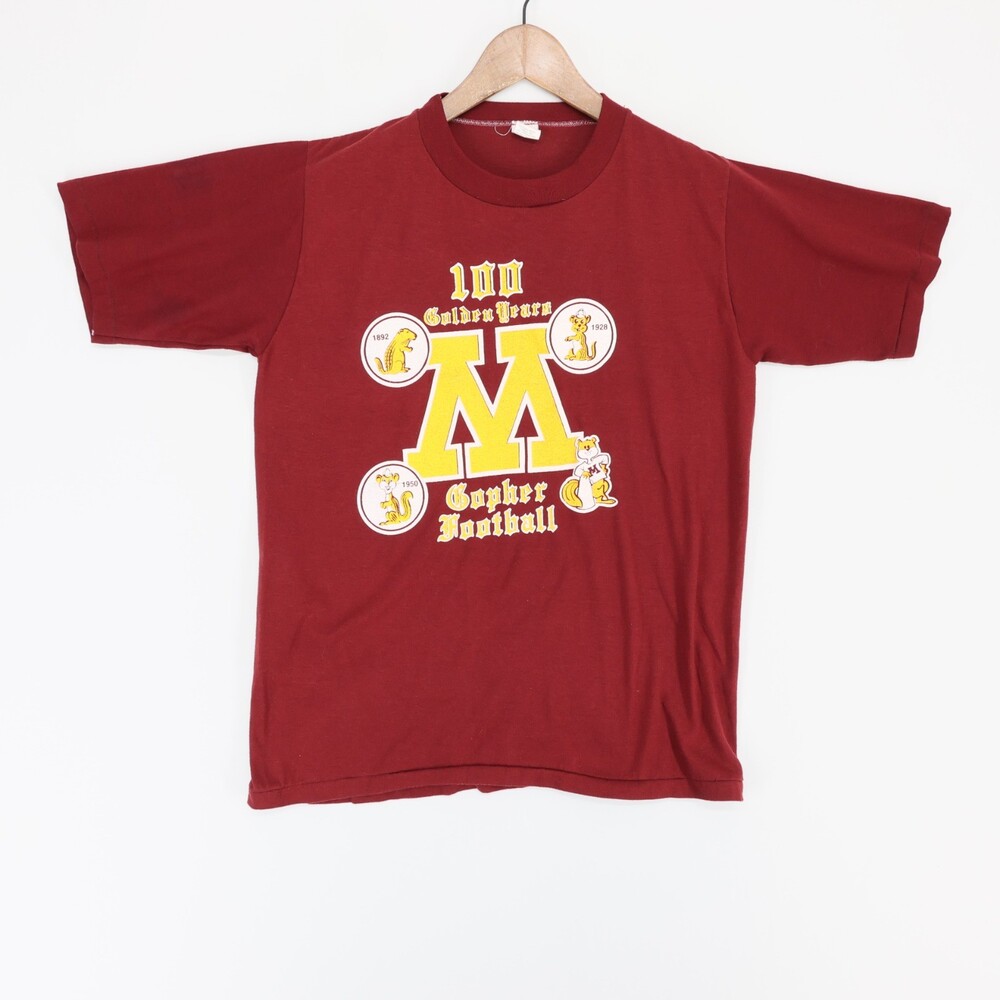 Vintage Minnesota Gophers T Shirt Mens L Maroon Single Stitch USA Velva Sheen